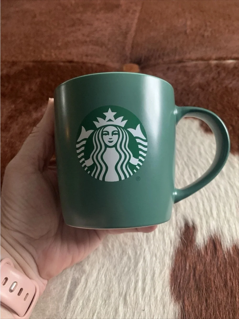 STARBUCKS 2024 Green Ceramic Coffee Mug With White Logo Coffee Cup 11 Fl oz.